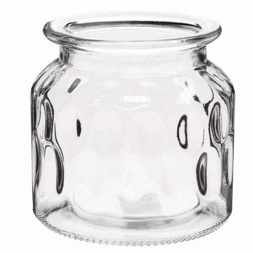 Vaso in vetro con motivo, lanterna in vetro trasparente H11cm Ø11cm