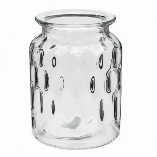 Prodotto Vaso in vetro con motivo, lanterna in vetro trasparente H15cm Ø11cm 2pz