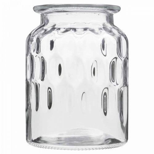 Prodotto Vaso in vetro con motivo, lanterna in vetro trasparente H15cm Ø11cm 2pz
