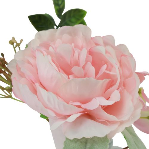 Floristik24 Vaso in vetro con decorazione da tavolo artificiale rosa peonia 20 cm