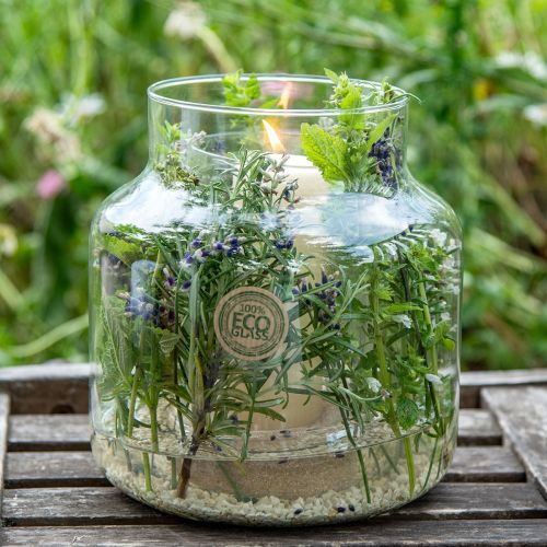 Floristik24 Vaso in vetro Vaso rotondo per fiori grande 100% vetro riciclato H20 Ø17cm