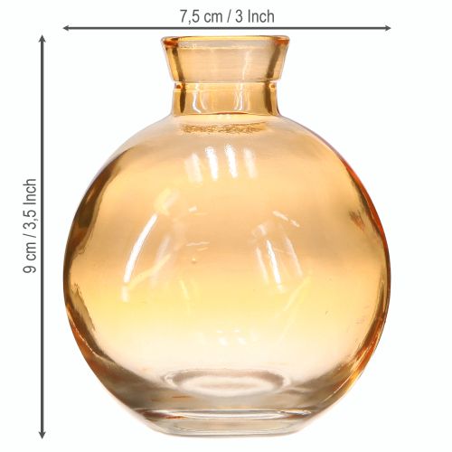 Prodotto Vasi in vetro a bulbo mini vasi decorativi arancioni Ø7,5cm H9cm 6 pezzi