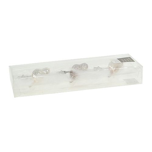 Floristik24 Uccello di vetro su clip crema 7,5 cm 3 pezzi