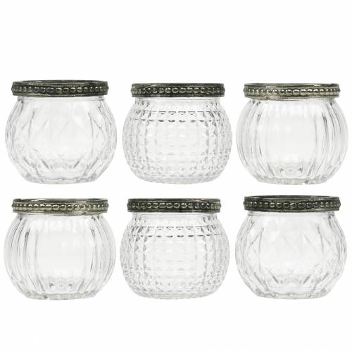 Floristik24 Lanterna in vetro Ø6,5cm H5,5cm 6 pezzi