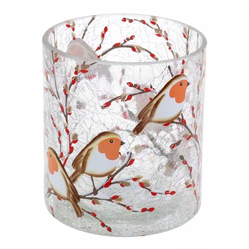 Floristik24 Lanterna Robin Crackle Trasparente Ø9cm H10cm