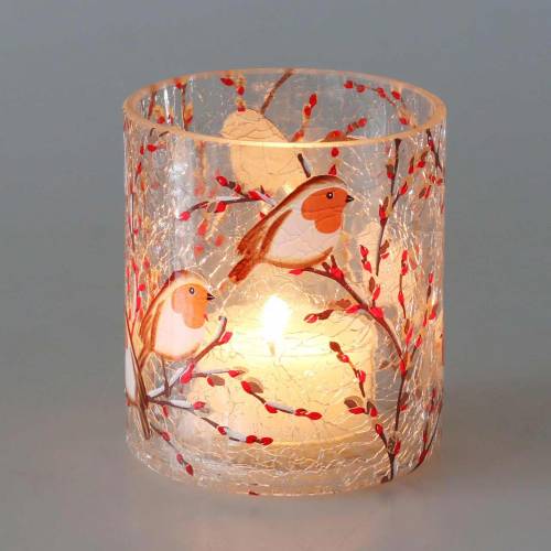 Floristik24 Lanterna Robin Crackle Trasparente Ø9cm H10cm