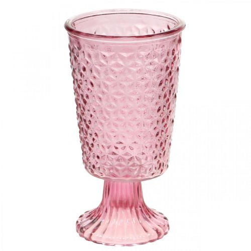 Floristik24 Portacandela, tazza di vetro, lanterna, decoro in vetro Ø10cm H18.5cm