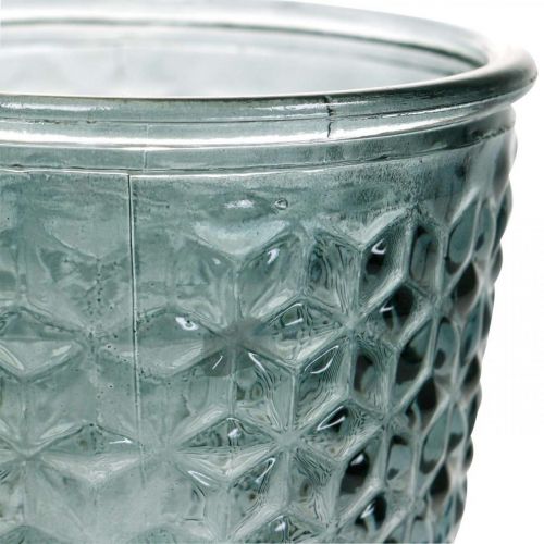 Floristik24 Lanterna con piede, coppa in vetro, vetro decorativo grigio Ø10cm H18,5cm