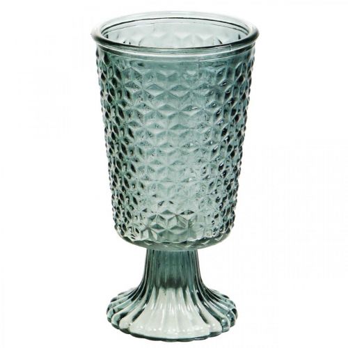 Floristik24 Lanterna con piede, coppa in vetro, vetro decorativo grigio Ø10cm H18,5cm