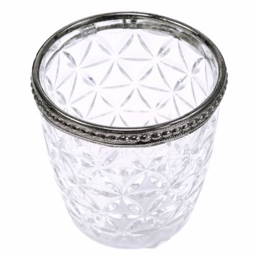 Floristik24 Lanterna antica in vetro con bordo in metallo Ø7,5cm H7,5cm