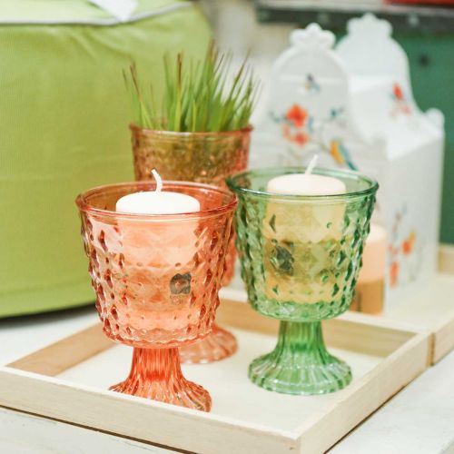 Floristik24 Lanterna in vetro Ø11,5cmH15,5cm turchese