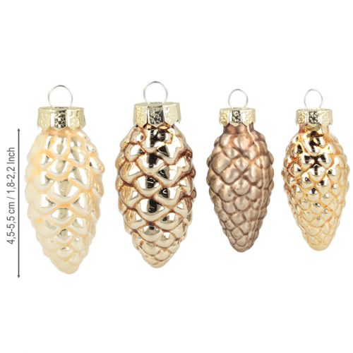 Prodotto Coni di vetro da appendere, vetro marrone oro 5,5 cm, 14 pezzi