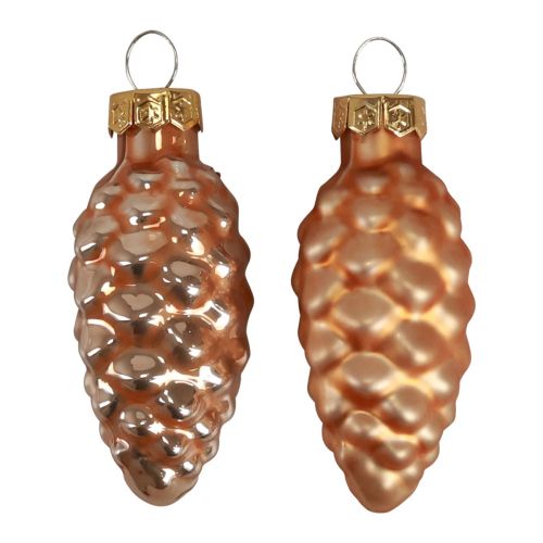 Floristik24 Coni natalizi coni in vetro decorazione in vetro albicocca H6,5 cm 10 pz
