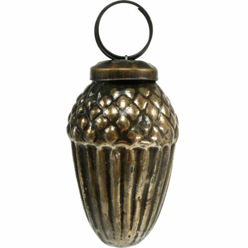 Floristik24 Decorazioni per l'albero di Natale ghiande di vetro da appendere marrone, dorato 6 cm 3 pezzi