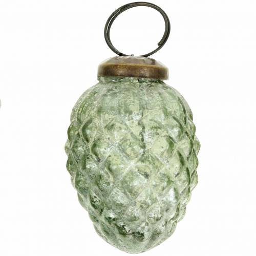 Floristik24 Decorazioni per alberi frutta autunnale trasparente, verde vero vetro 6,5 cm 3 pezzi