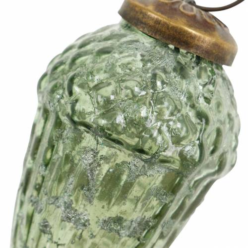 Floristik24 Decorazioni per alberi frutta autunnale trasparente, verde vero vetro 6,5 cm 3 pezzi