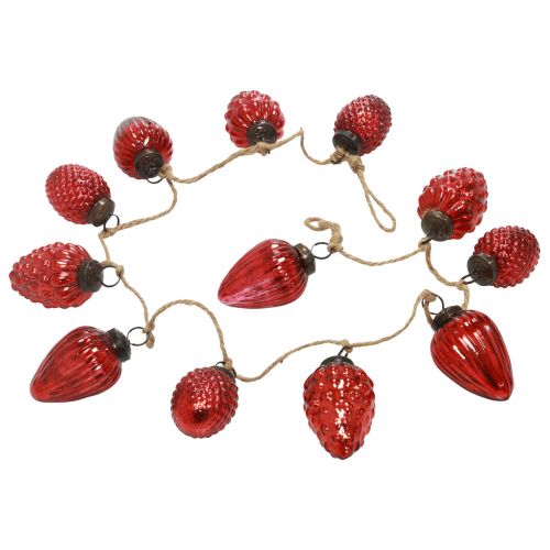 Ghirlanda di cono di vetro decorazione per albero di Natale decorazione sospesa rossa 120 cm
