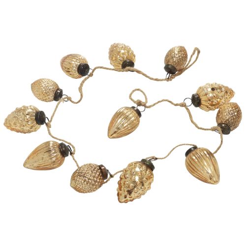 Floristik24 Ghirlanda cono in vetro da appendere decorazione natalizia oro 120 cm