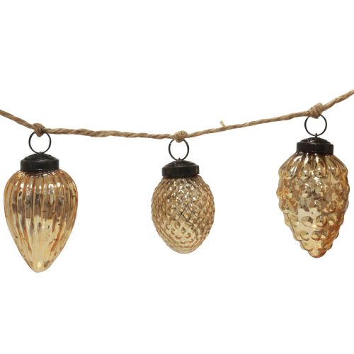 Prodotto Ghirlanda cono in vetro da appendere decorazione natalizia oro 120 cm