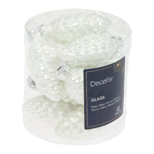 Floristik24 Coni di vetro Decorazioni natalizie vetro bianco Ø2,5 cm 6 cm 10 pezzi