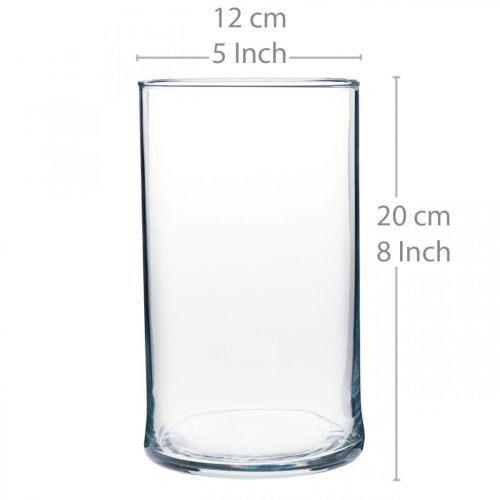 Vaso cilindrico in vetro trasparente h. cm 15 ø cm 14.