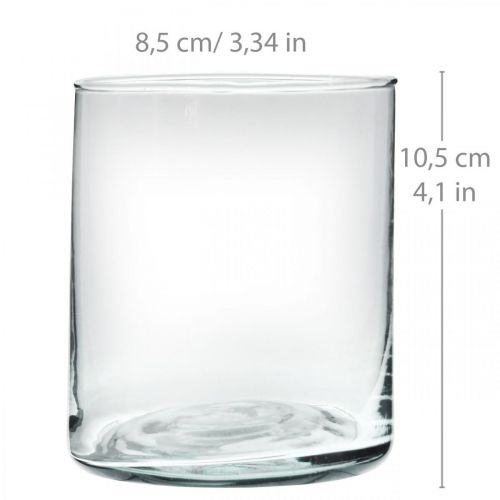 Vaso rotondo in vetro, cilindro in vetro trasparente Ø9cm H10.5cm
