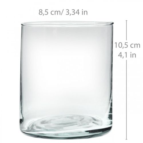 Floristik24 Vaso rotondo in vetro, cilindro in vetro trasparente Ø9cm H10,5cm
