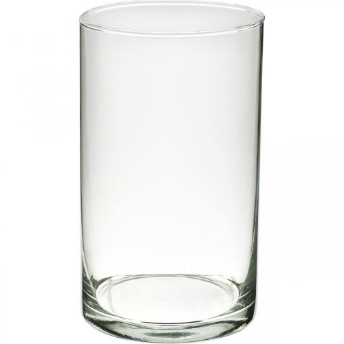 Vaso rotondo in vetro, cilindro in vetro trasparente Ø9cm H15,5cm