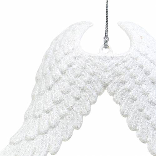 Floristik24 Addobbi per albero di Natale ali d'angelo glitter bianco 16cm 12 pezzi
