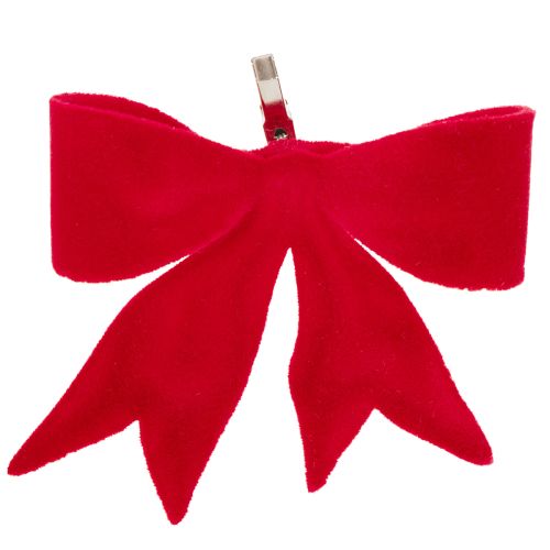 Fiocco decorativo rosso con clip. Decorazione natalizia versatile. 11 cm, 4 pezzi. acquistare | Floristik24.it