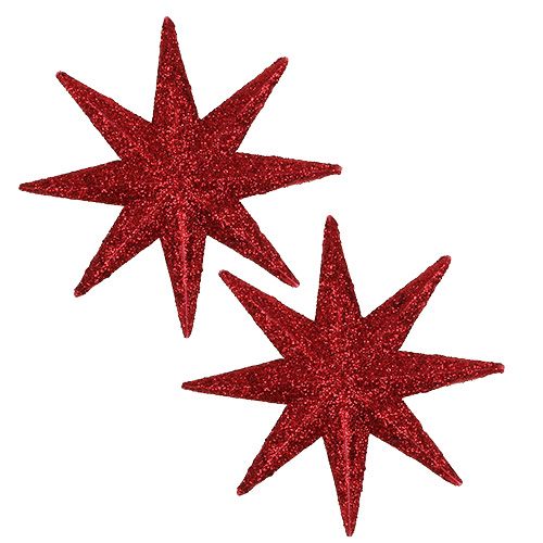 Floristik24 Stella glitterata rossa Ø10cm 12 pz