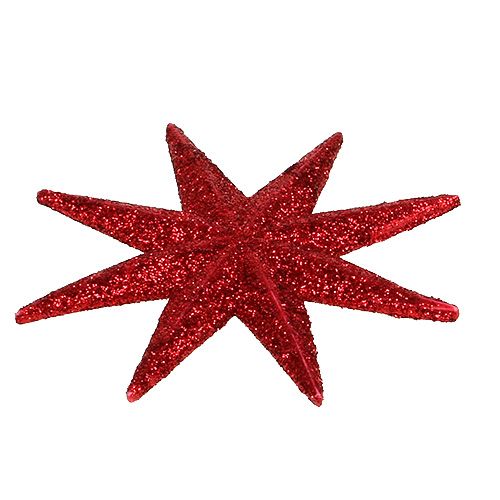 Stella glitterata rossa Ø10cm 12 pezzi