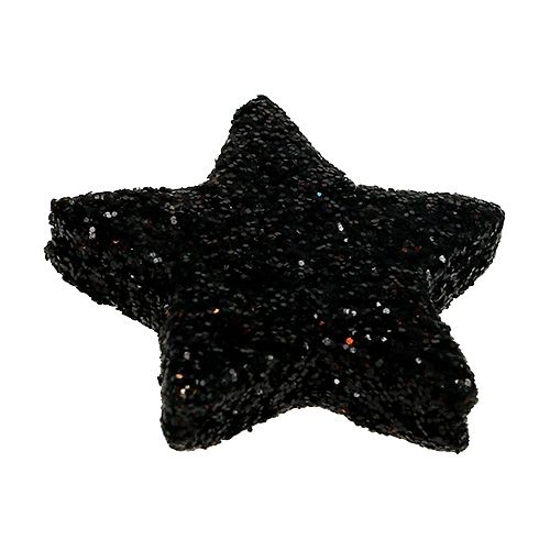 Floristik24 Stella glitterata nera 2,5 cm 100 pezzi