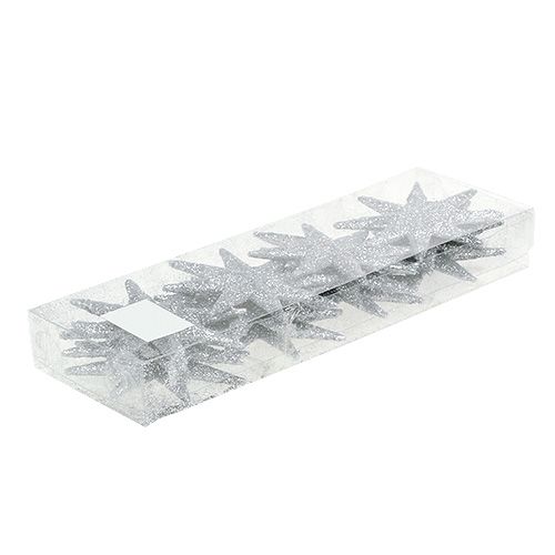 Prodotto Stella glitterata argento Ø10cm 12 pz