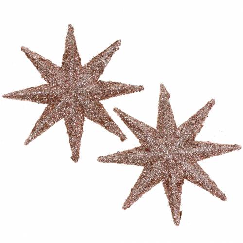 Stella glitter oro rosa 10 cm 12 pezzi