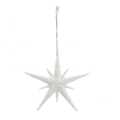 Floristik24 Stella glitterata da appendere bianca 13 cm 12 pz