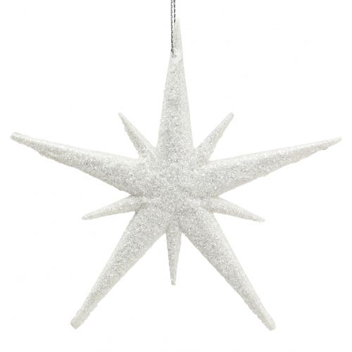 Floristik24 Stella glitterata da appendere bianca 13 cm 12 pz