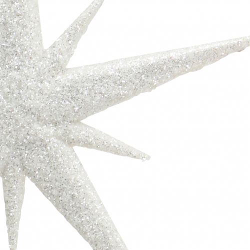 Floristik24 Stella glitterata da appendere bianca 13 cm 12 pz