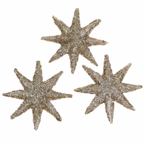 Floristik24 Stella decorativa glitter champagne 5 cm 20 pz