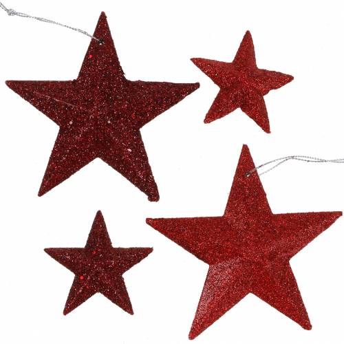 Floristik24 Glitter stella rossa mix 9,5/5cm 18 pezzi