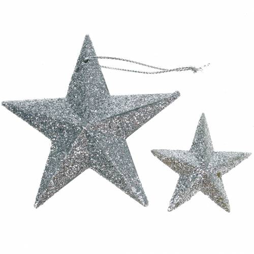 Floristik24 Stella glitter argento 9,5/5 cm 18 pz