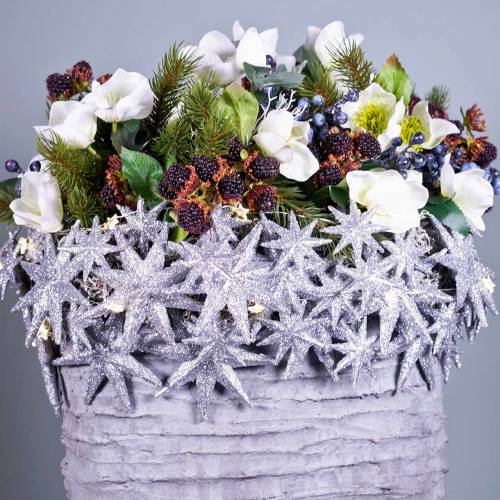 Prodotto Stella glitter argento 9,5/5 cm 18 pz