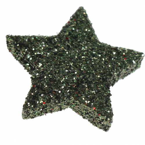 Floristik24 Stella glitterata verde 2,5 cm 48 pz