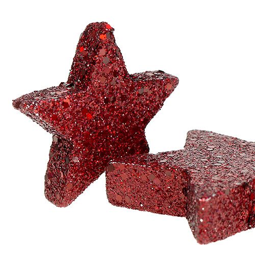 Floristik24 Stelle glitterate per spalmare Bordeaux 4-5 cm 40 pezzi