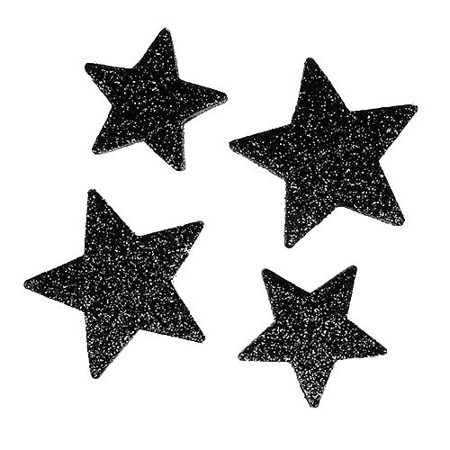 Stelle glitterate nere 4-5 cm 40 pezzi | Floristik24.it