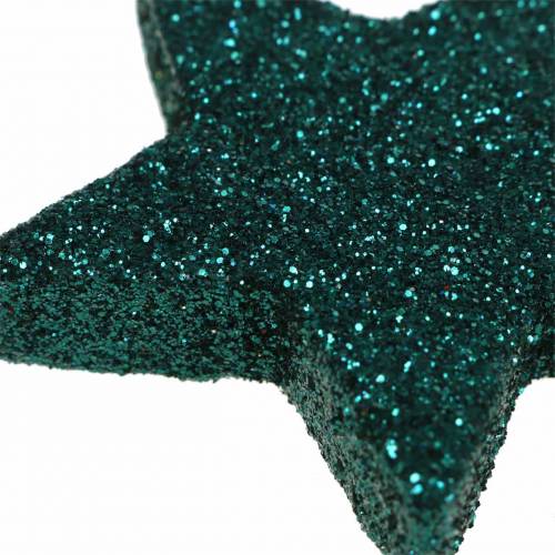 Floristik24 Stelle glitter per spolverare smeraldo 4 / 5cm assortite 40pz
