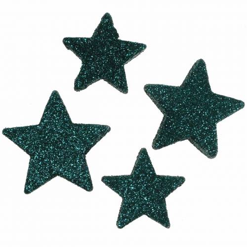 Floristik24 Stelle glitter per spolverare smeraldo 4 / 5cm assortite 40pz
