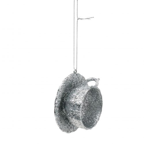 Floristik24 Bicchiere glitter argento da appendere 8cm 12 pezzi