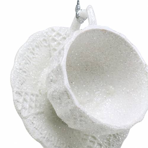 Prodotto Decorazioni per l&#39;albero di Natale tazza glitter bianco 8cm 12 pezzi