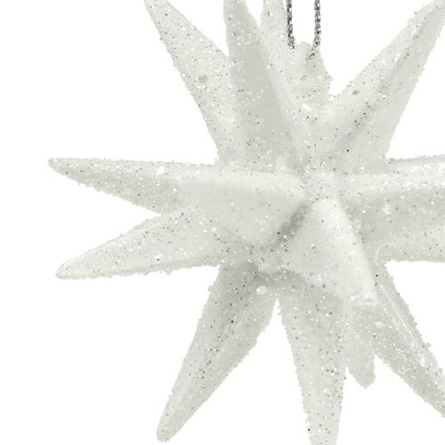Floristik24 Stelle glitterate bianche 7,5 cm 8 pezzi
